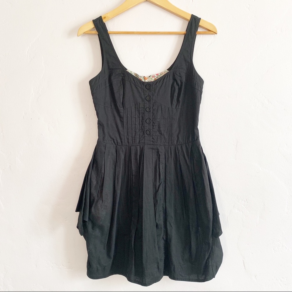 Maeve Black Cotton Zip Back Dress/Pockets